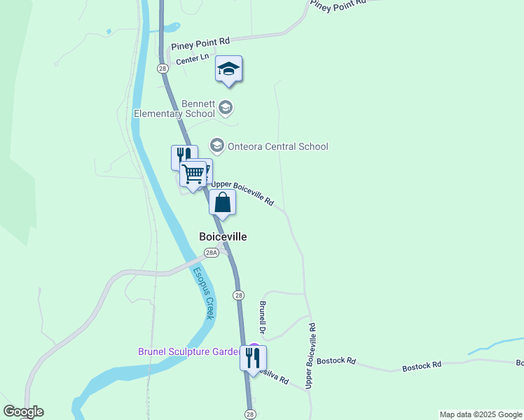map of restaurants, bars, coffee shops, grocery stores, and more near 52 Upper Boiceville Road in Boiceville