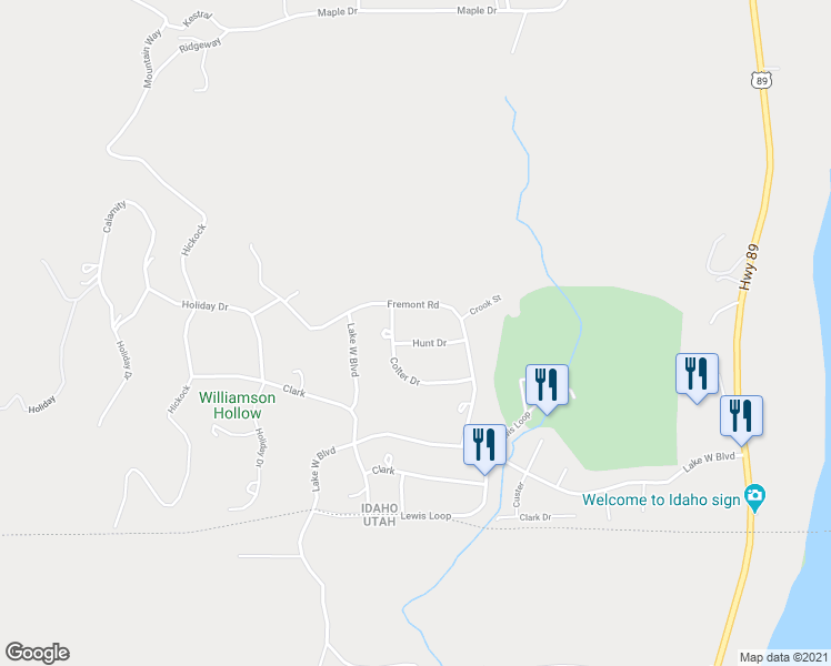 map of restaurants, bars, coffee shops, grocery stores, and more near 80 Hunt Drive in Fish Haven