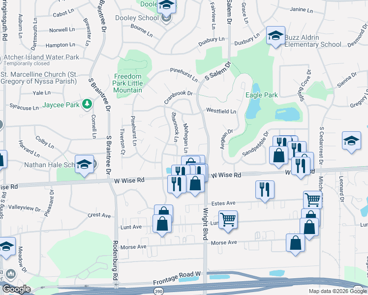 map of restaurants, bars, coffee shops, grocery stores, and more near 978 Glastonbury Lane in Schaumburg