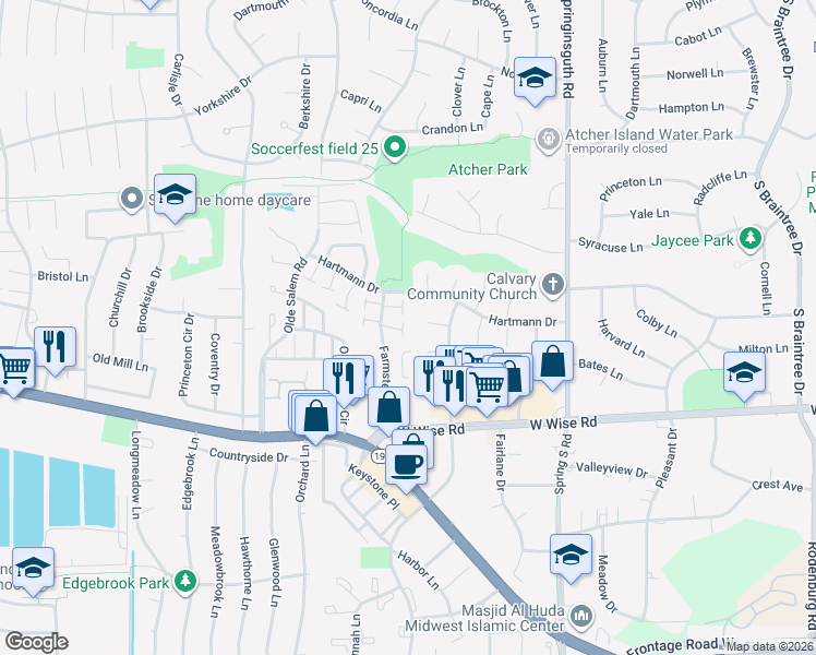 map of restaurants, bars, coffee shops, grocery stores, and more near 1812 Allcott Court in Schaumburg