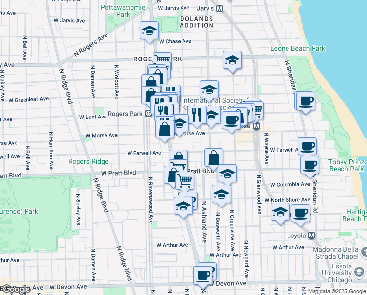 map of restaurants, bars, coffee shops, grocery stores, and more near in Chicago