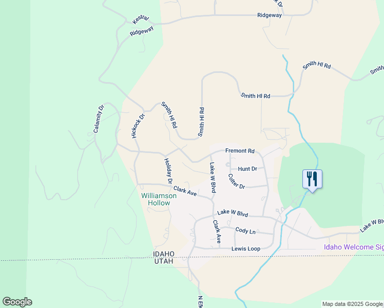 map of restaurants, bars, coffee shops, grocery stores, and more near 608 Fremont Road in Fish Haven