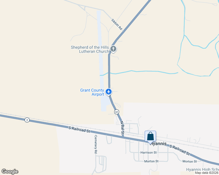 map of restaurants, bars, coffee shops, grocery stores, and more near Nebraska 61 in Hyannis