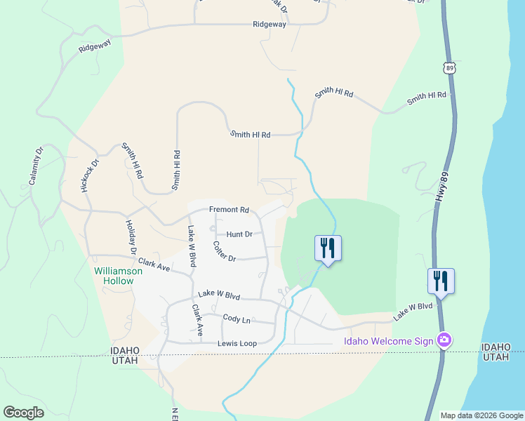 map of restaurants, bars, coffee shops, grocery stores, and more near 12 Crook Street in Fish Haven