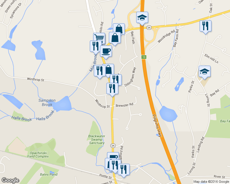 map of restaurants, bars, coffee shops, grocery stores, and more near 3 Tremont Street in Kingston