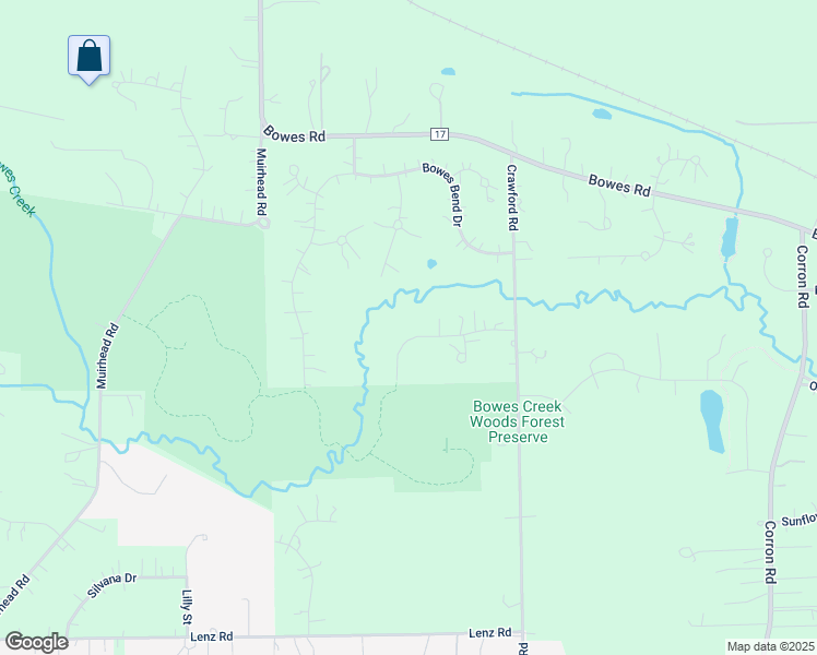 map of restaurants, bars, coffee shops, grocery stores, and more near 40W962 Creekwood Drive in Elgin