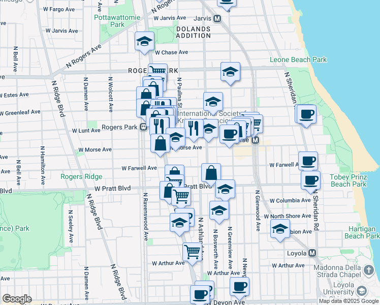 map of restaurants, bars, coffee shops, grocery stores, and more near in Chicago