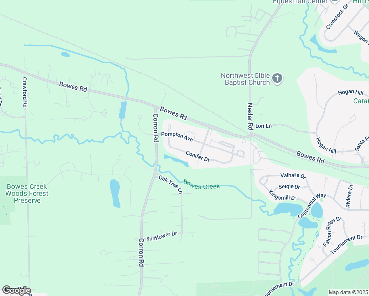 map of restaurants, bars, coffee shops, grocery stores, and more near 4064 Conifer Drive in Elgin