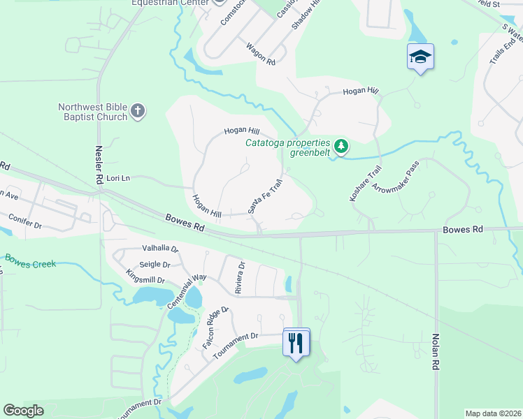 map of restaurants, bars, coffee shops, grocery stores, and more near 9N601 Santa Fe Trail in Elgin