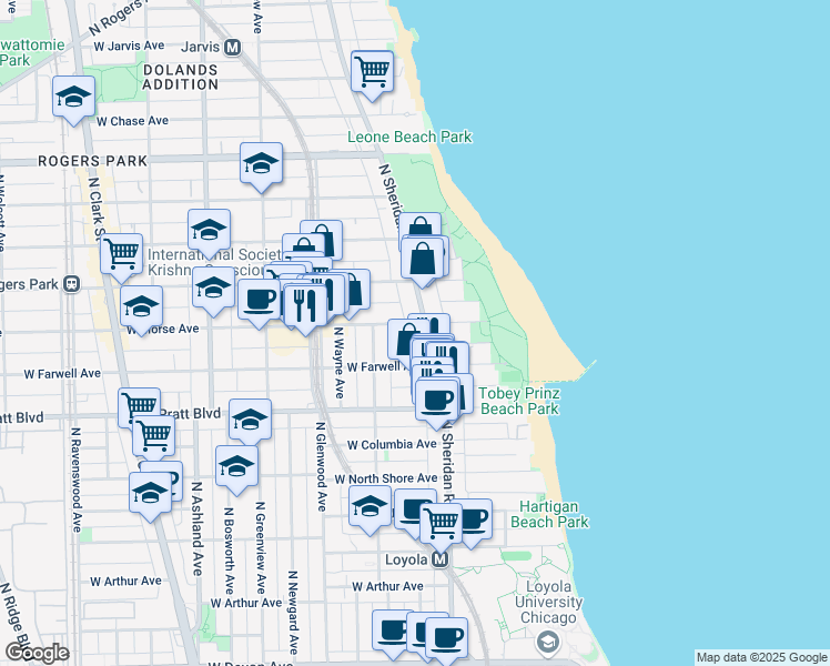 map of restaurants, bars, coffee shops, grocery stores, and more near in Chicago