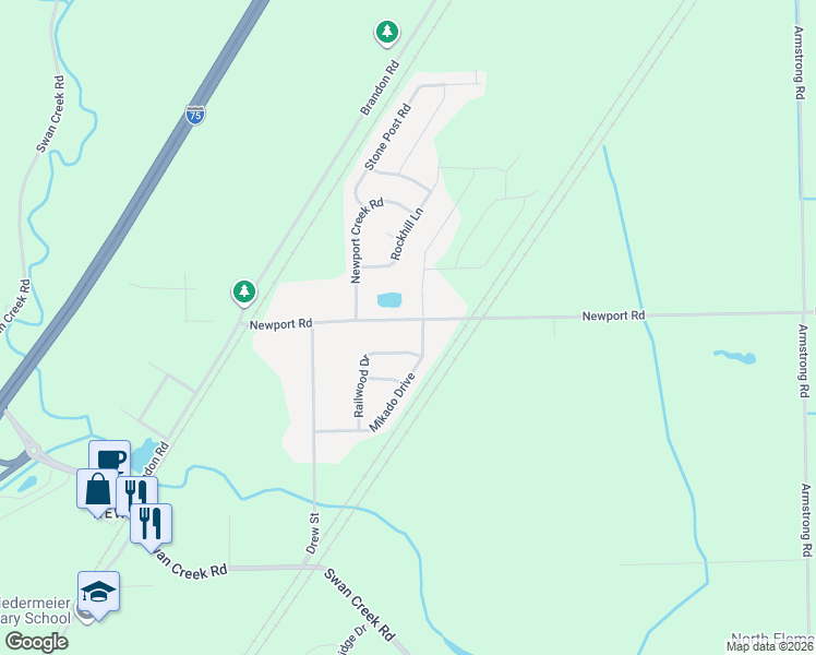 map of restaurants, bars, coffee shops, grocery stores, and more near 4196 Newport Road in Charter Township of Berlin
