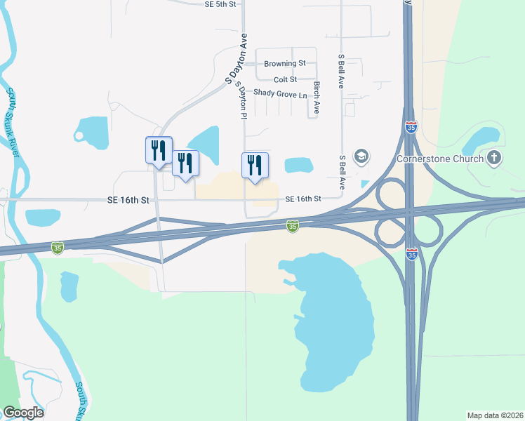 map of restaurants, bars, coffee shops, grocery stores, and more near 1614-1798 South Dayton Place in Ames