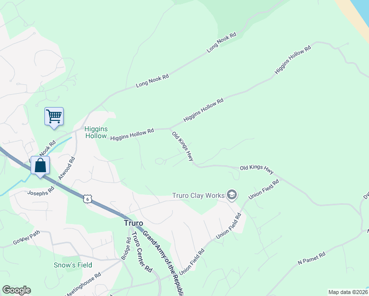 map of restaurants, bars, coffee shops, grocery stores, and more near 54 Old Kings Highway in Truro