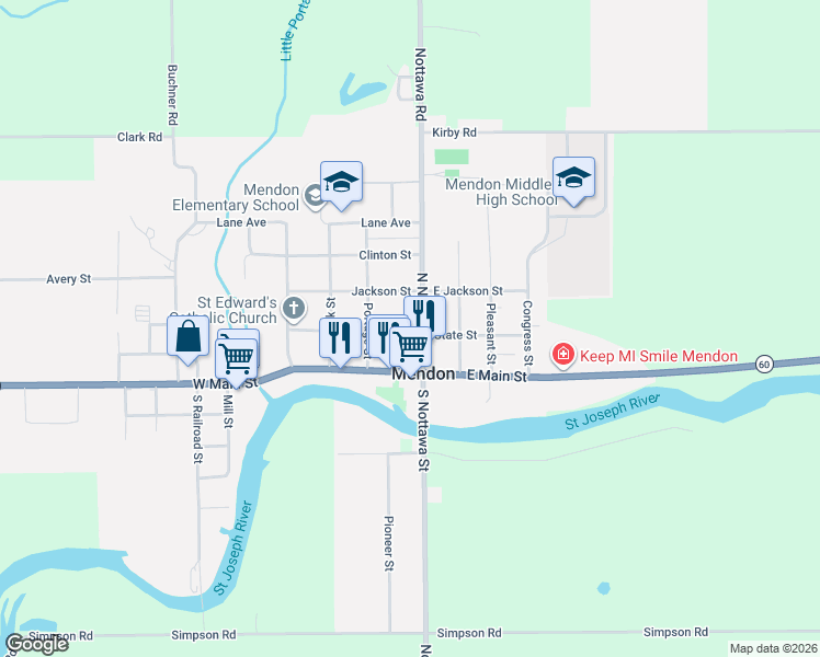 map of restaurants, bars, coffee shops, grocery stores, and more near 119 State Street in Mendon
