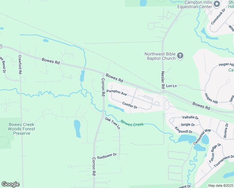 map of restaurants, bars, coffee shops, grocery stores, and more near 4064 Conifer Drive in Elgin