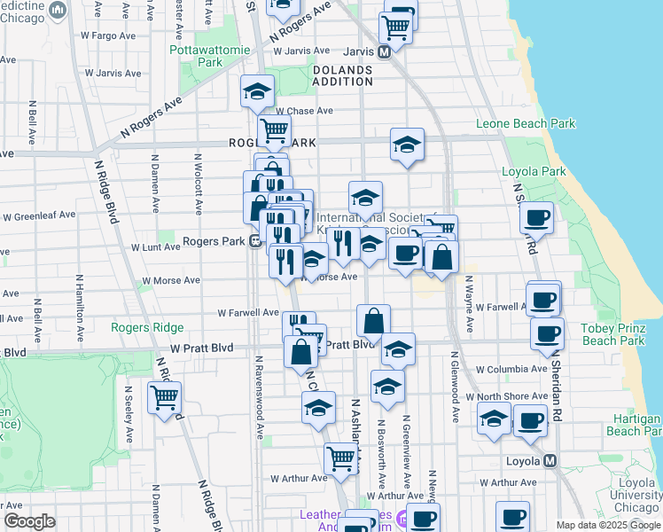 map of restaurants, bars, coffee shops, grocery stores, and more near in Chicago