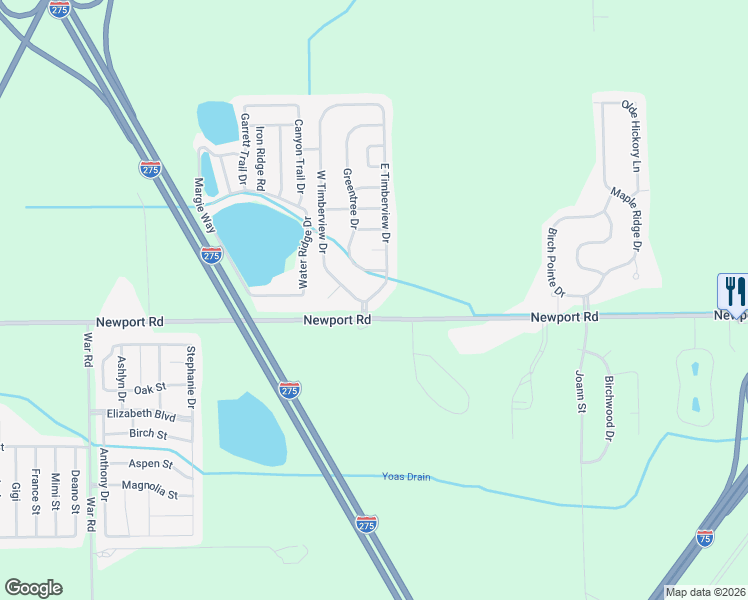 map of restaurants, bars, coffee shops, grocery stores, and more near 2436 Newport Road in Charter Township of Berlin