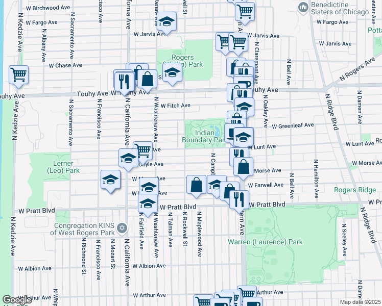 map of restaurants, bars, coffee shops, grocery stores, and more near in Chicago