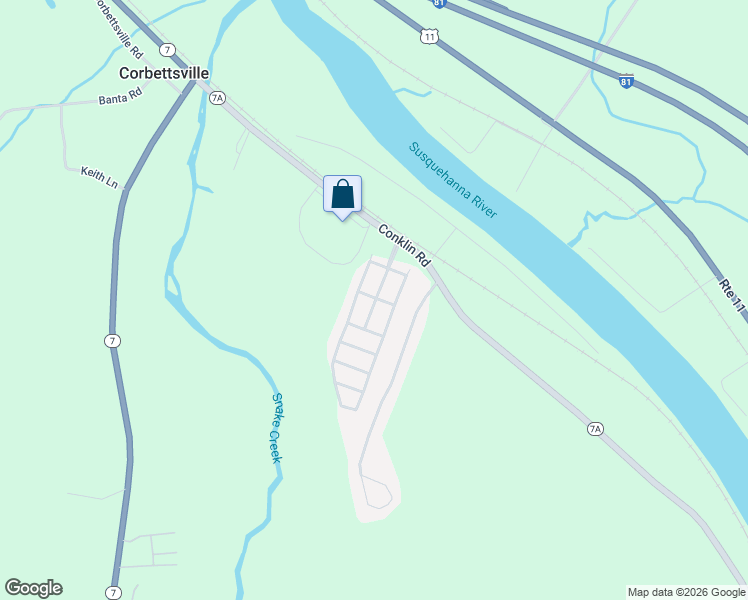 map of restaurants, bars, coffee shops, grocery stores, and more near 1728 Conklin Road in Conklin