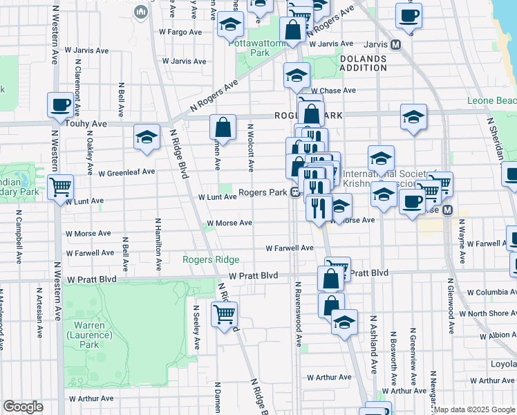map of restaurants, bars, coffee shops, grocery stores, and more near in Chicago