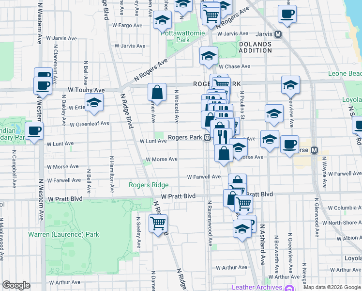 map of restaurants, bars, coffee shops, grocery stores, and more near in Chicago
