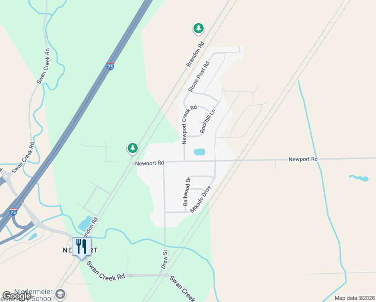 map of restaurants, bars, coffee shops, grocery stores, and more near 9066 Newport Creek Road in Charter Township of Berlin