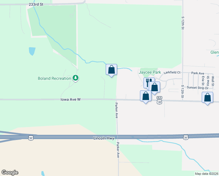 map of restaurants, bars, coffee shops, grocery stores, and more near 1801 Iowa Avenue West in Marshalltown