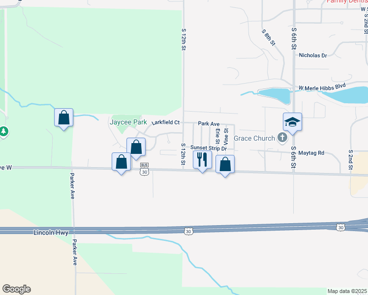 map of restaurants, bars, coffee shops, grocery stores, and more near 3202 South 12th Street in Marshalltown