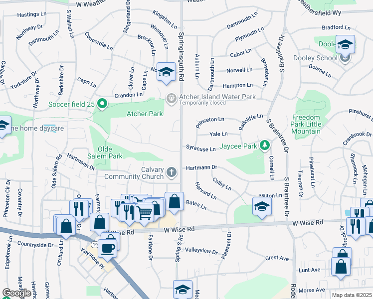 map of restaurants, bars, coffee shops, grocery stores, and more near 1531 Syracuse Lane in Schaumburg
