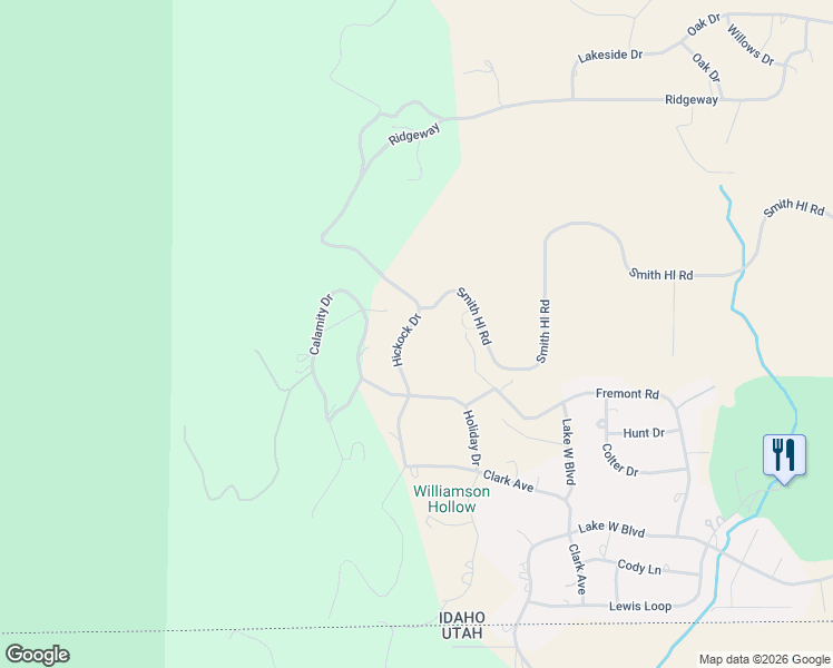 map of restaurants, bars, coffee shops, grocery stores, and more near 923 Hickock Drive in Fish Haven