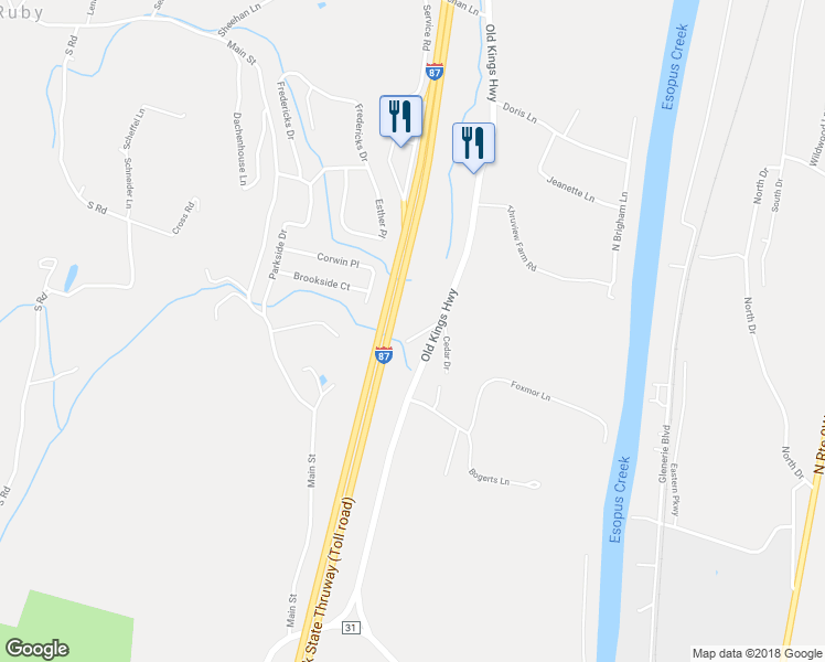 map of restaurants, bars, coffee shops, grocery stores, and more near 10 Sidden Lane in Lake Katrine