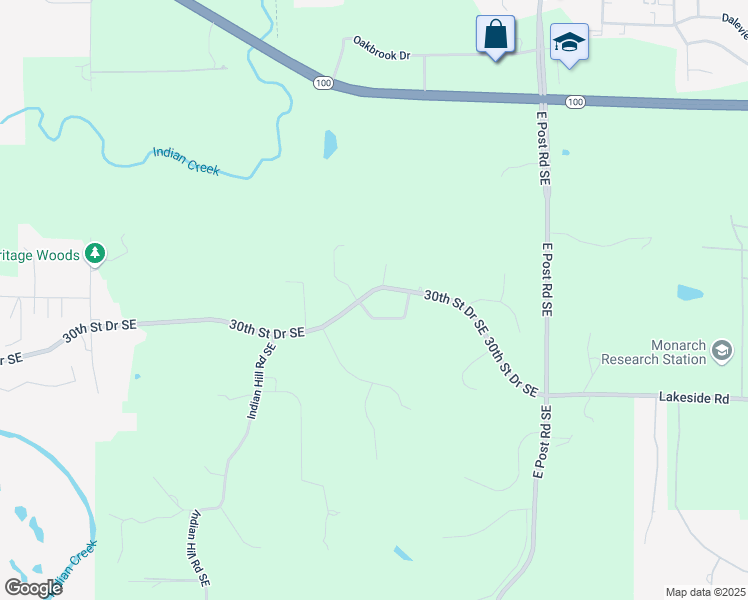map of restaurants, bars, coffee shops, grocery stores, and more near 3003 30th Street Drive Southeast in Cedar Rapids