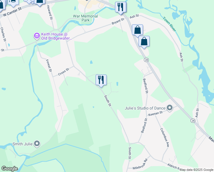 map of restaurants, bars, coffee shops, grocery stores, and more near 1 Daniel Terrace in West Bridgewater