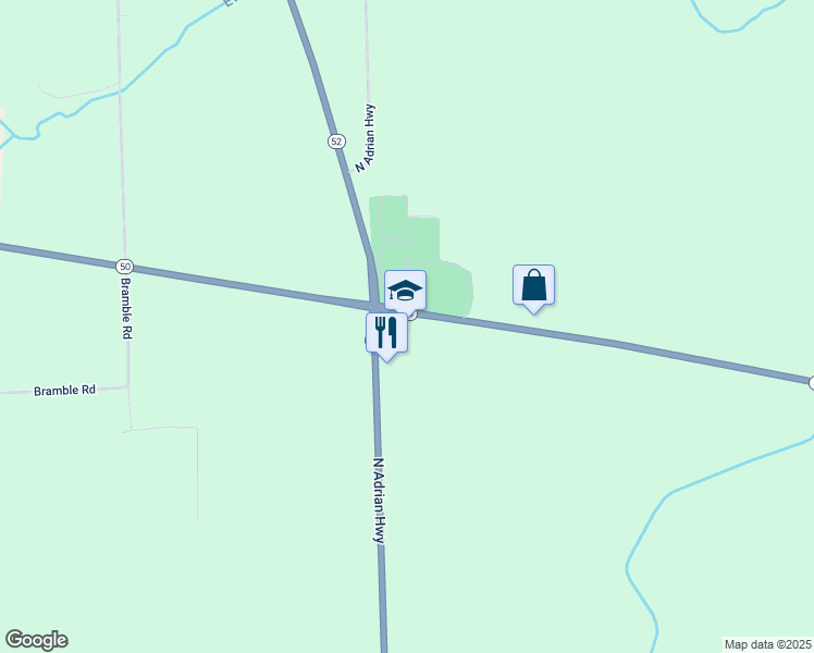map of restaurants, bars, coffee shops, grocery stores, and more near 1159 East Monroe Road in Tecumseh