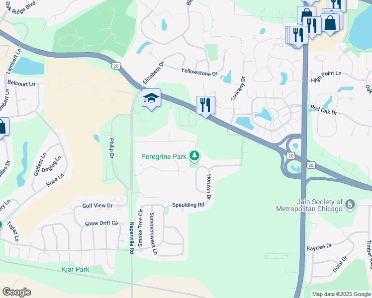map of restaurants, bars, coffee shops, grocery stores, and more near 1200 Telluride Court in Bartlett