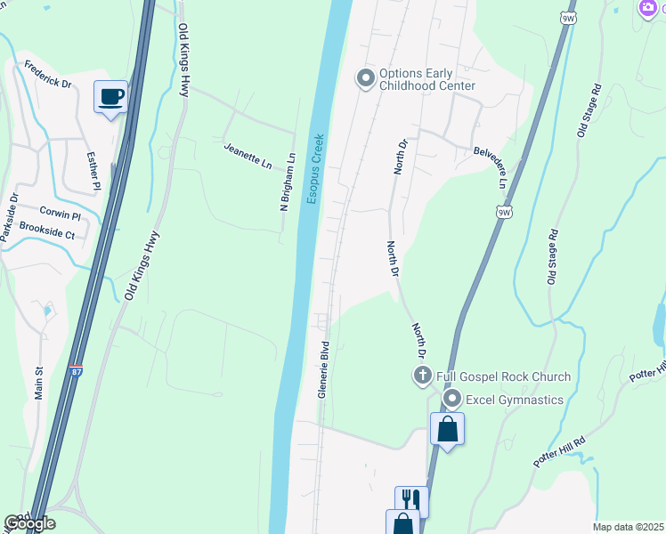 map of restaurants, bars, coffee shops, grocery stores, and more near 283 Glenerie Boulevard in Saugerties