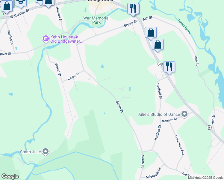 map of restaurants, bars, coffee shops, grocery stores, and more near 1 Daniel Terrace in West Bridgewater