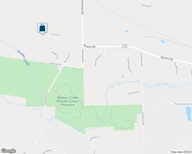 map of restaurants, bars, coffee shops, grocery stores, and more near 9N757 Bowes Bend Drive in Elgin