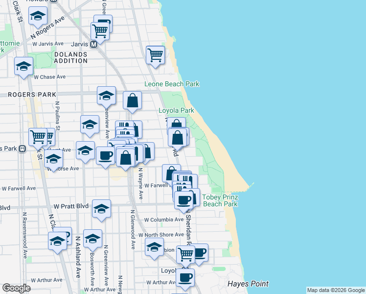 map of restaurants, bars, coffee shops, grocery stores, and more near in Chicago