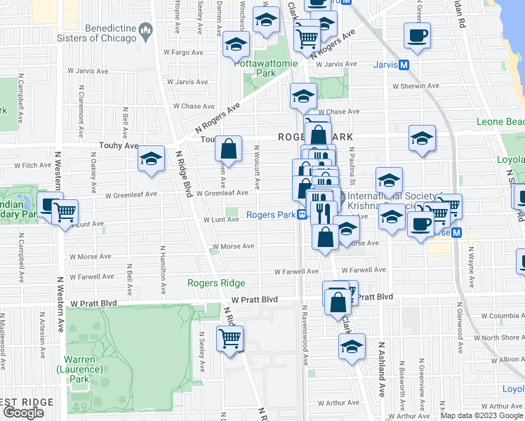 map of restaurants, bars, coffee shops, grocery stores, and more near in Chicago