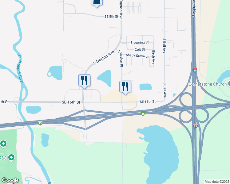 map of restaurants, bars, coffee shops, grocery stores, and more near 1429 South Dayton Place in Ames