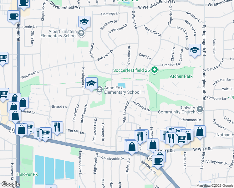 map of restaurants, bars, coffee shops, grocery stores, and more near 819 Lexington Circle in Hanover Park
