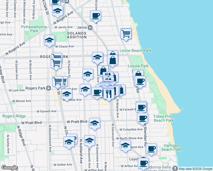 map of restaurants, bars, coffee shops, grocery stores, and more near in Chicago