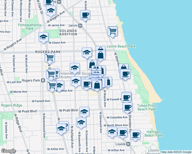 map of restaurants, bars, coffee shops, grocery stores, and more near in Chicago