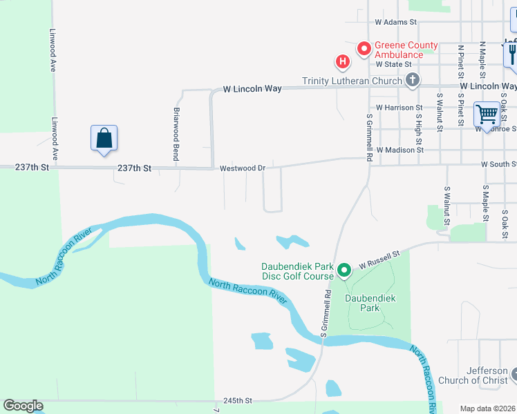 map of restaurants, bars, coffee shops, grocery stores, and more near 1221 Rushridge Road in Jefferson