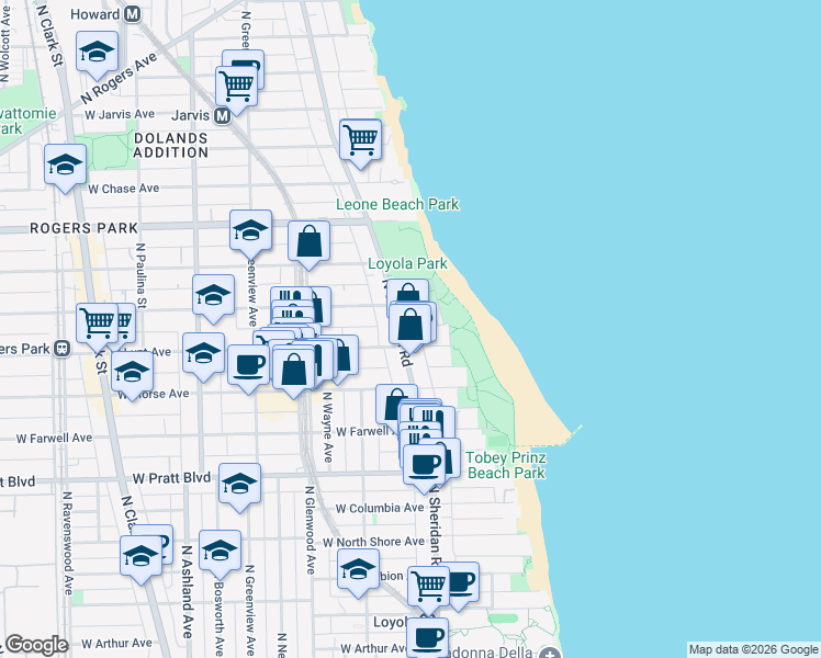 map of restaurants, bars, coffee shops, grocery stores, and more near in Chicago