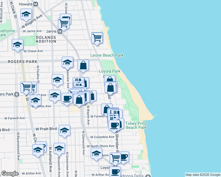 map of restaurants, bars, coffee shops, grocery stores, and more near in Chicago