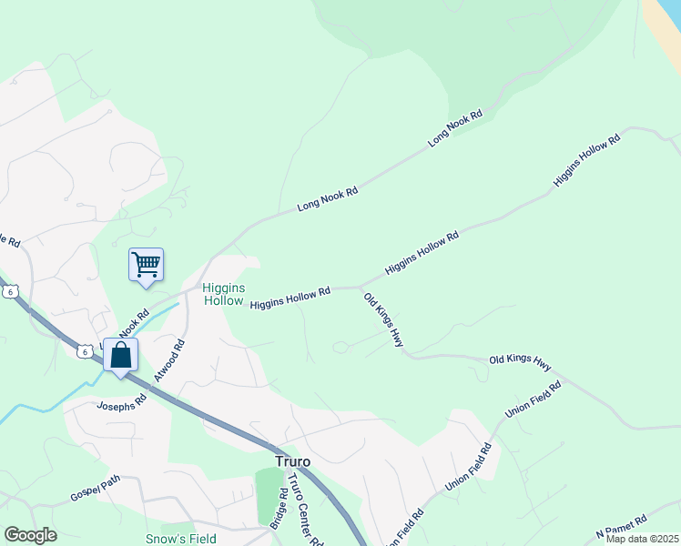 map of restaurants, bars, coffee shops, grocery stores, and more near 26 Higgins Hollow Road in Truro