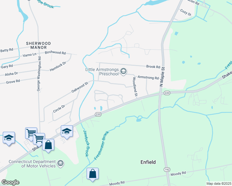 map of restaurants, bars, coffee shops, grocery stores, and more near 66 Oakwood Street in Enfield
