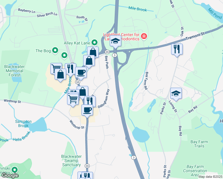 map of restaurants, bars, coffee shops, grocery stores, and more near 41 Tremont Street in Kingston